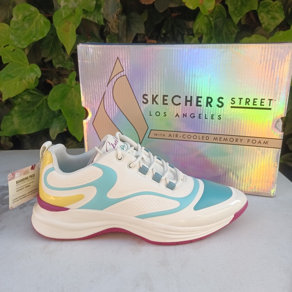 Skechers x Ashley Park STREET Glam POINT IT Sneakers Women's Size 7 White